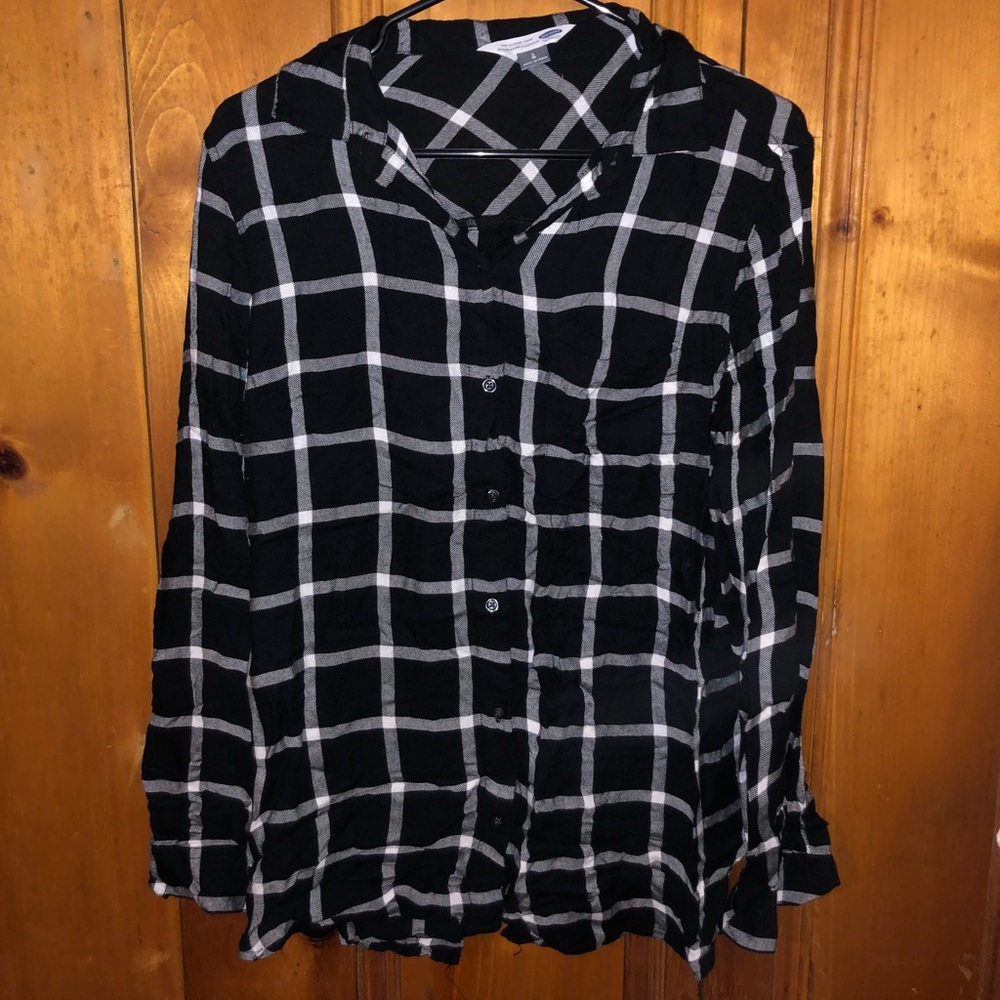 Black and white plaid button down